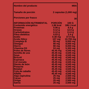 TAVOO - CAPSULAS MIAA ANEMIA Y FALTA DE HIERRO - 60 capsulas (500 mg)
