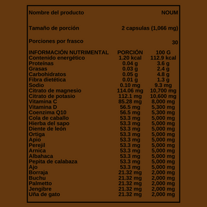 TAVOO - CAPSULAS NOUM RIÑONES Y PROSTATA  - 60 capsulas (533 mg)