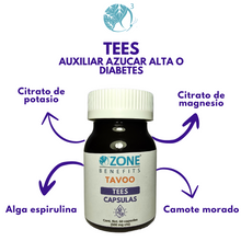 Cargar imagen en el visor de la galería, TAVOO - CAPSULAS TEES AZUCAR ALTA O DIABETES - 60 capsulas (500 mg)