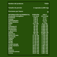 Cargar imagen en el visor de la galería, TAVOO - CAPSULAS TOOX DESINTOXICAR - 60 capsulas (500 mg)