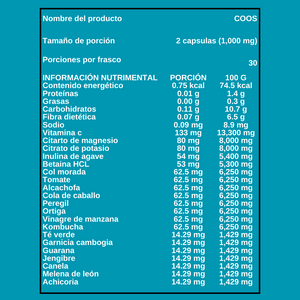 TAVOO - CAPSULAS COOS PROBIÓTICOS, PREBIÓTICOS Y DIGESTIÓN  - 60 capsulas (500 mg)