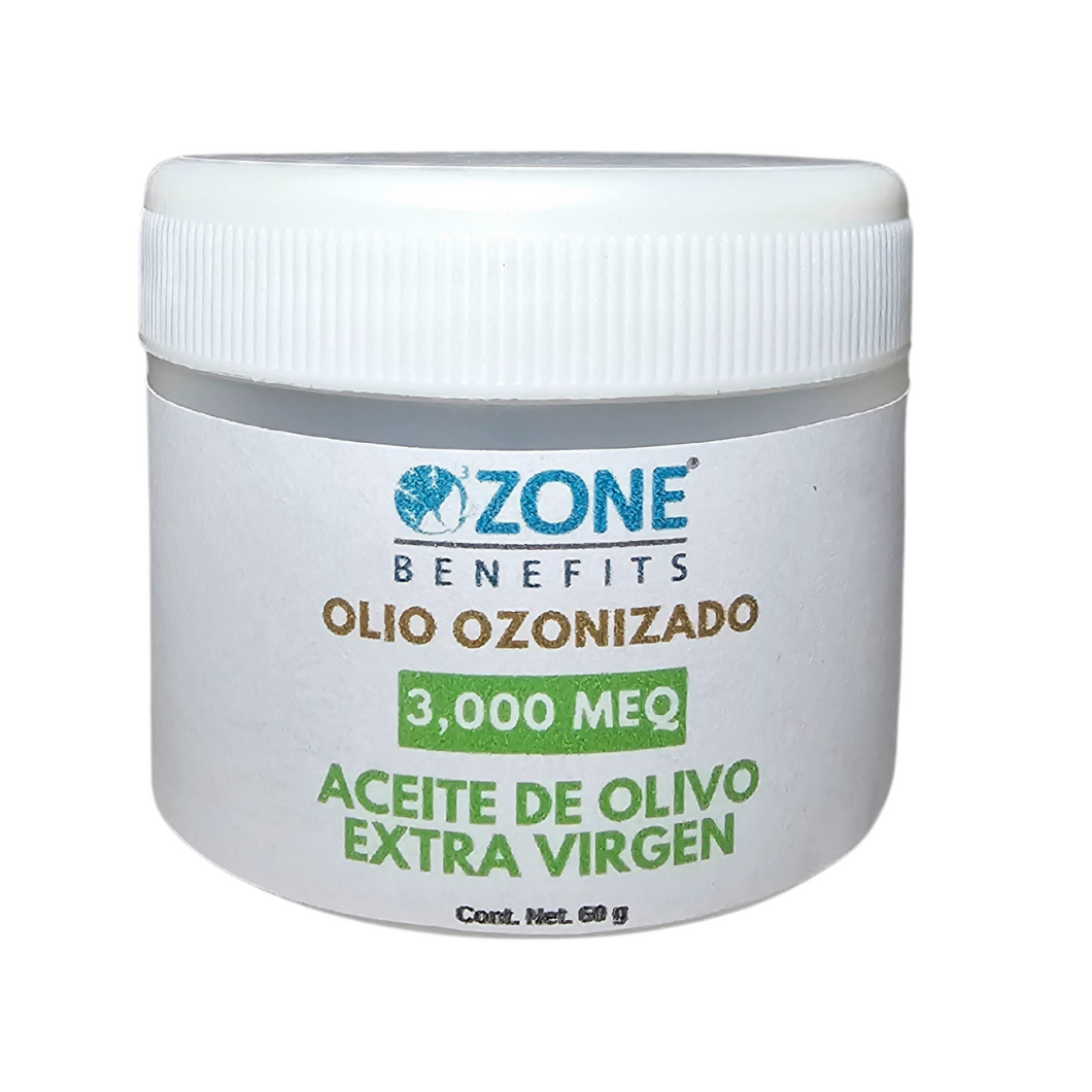 OLIO OZONIZADO - Aceite ozonizado de olivo 3,000 Meq - 60 g (Tarro de plastico)