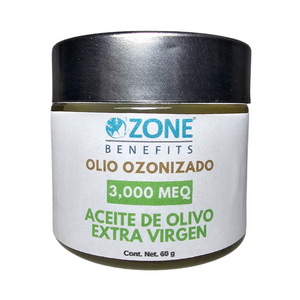 OLIO OZONIZADO - Aceite ozonizado de olivo 3,000 Meq - 60 g (Tarro de vidrio)