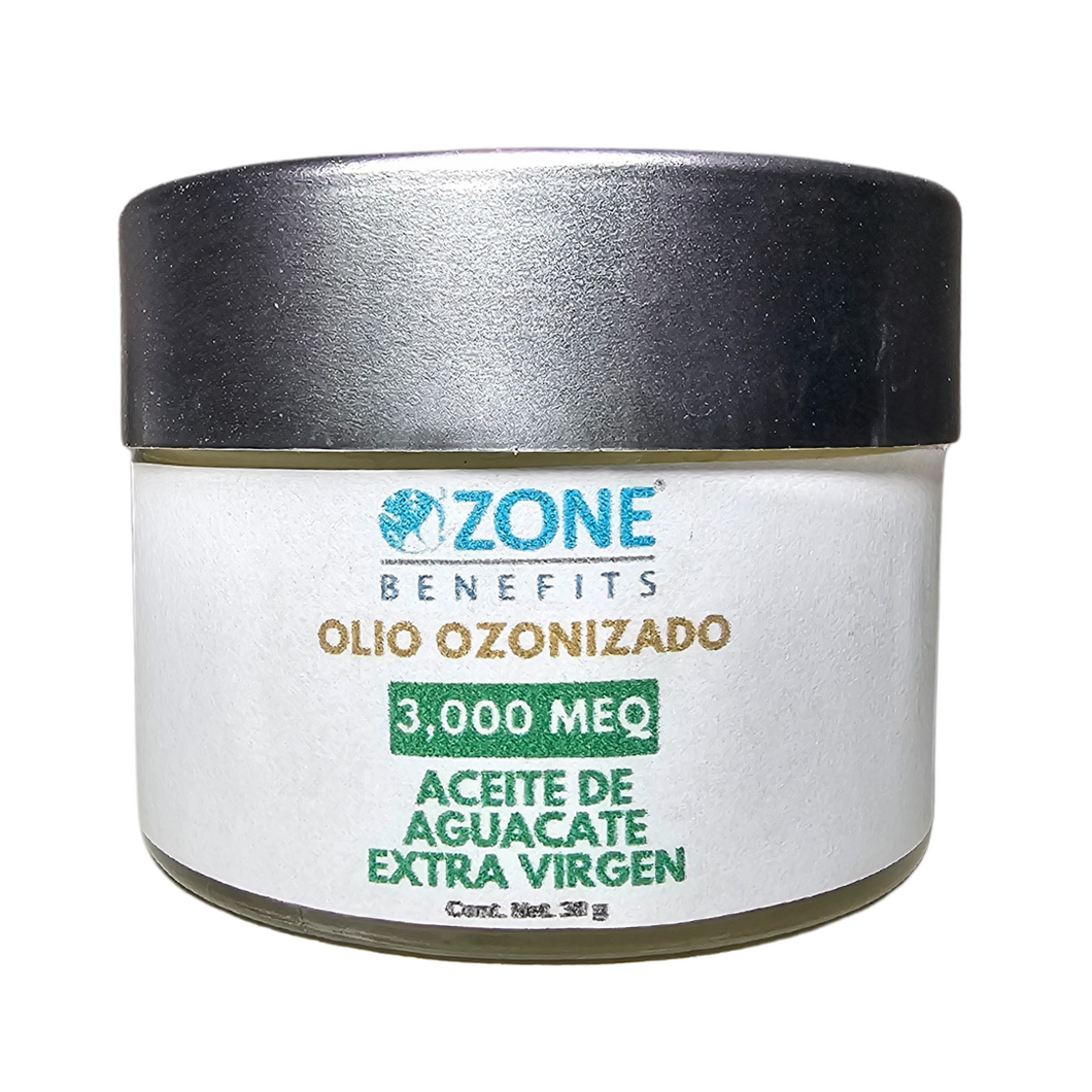 OLIO OZONIZADO - Aceite ozonizado de aguacate 3,000 Meq - 30 g (Tarro de vidrio)