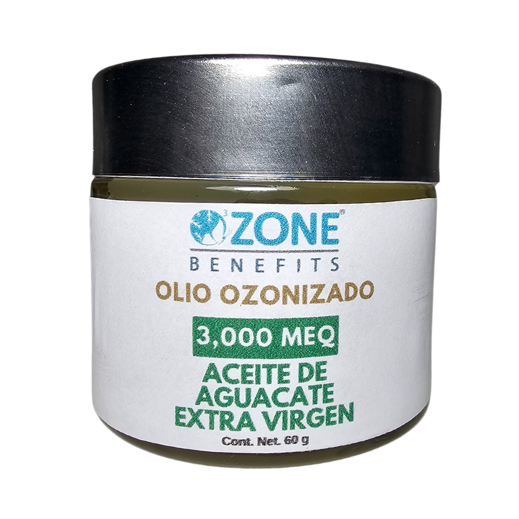 OLIO OZONIZADO - Aceite ozonizado de aguacate 3,000 Meq - 60 g (Tarro de vidrio)