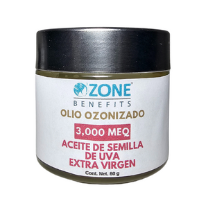 OLIO OZONIZADO - Aceite ozonizado de semilla de uva 3,000 Meq - 60 g (Tarro de vidrio)