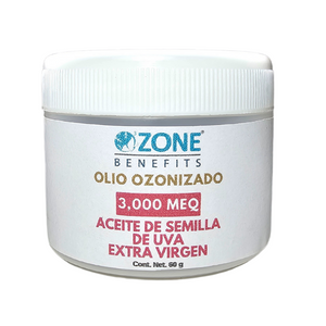 OLIO OZONIZADO - Aceite ozonizado de semilla de uva 3,000 Meq - 60 g (Tarro de plastico)