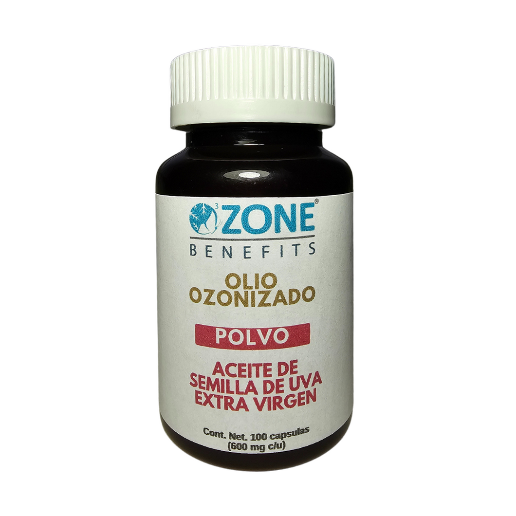 OLIO OZONIZADO - Aceite ozonizado de semila de uva en polvo capsulas 300 Meq - 100 capsulas (600 mg por capsula)