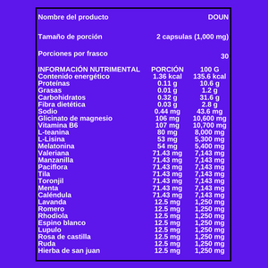 TAVOO - CAPSULAS DOUN SUEÑO Y ESTRÉS  - 60 capsulas (500 mg)