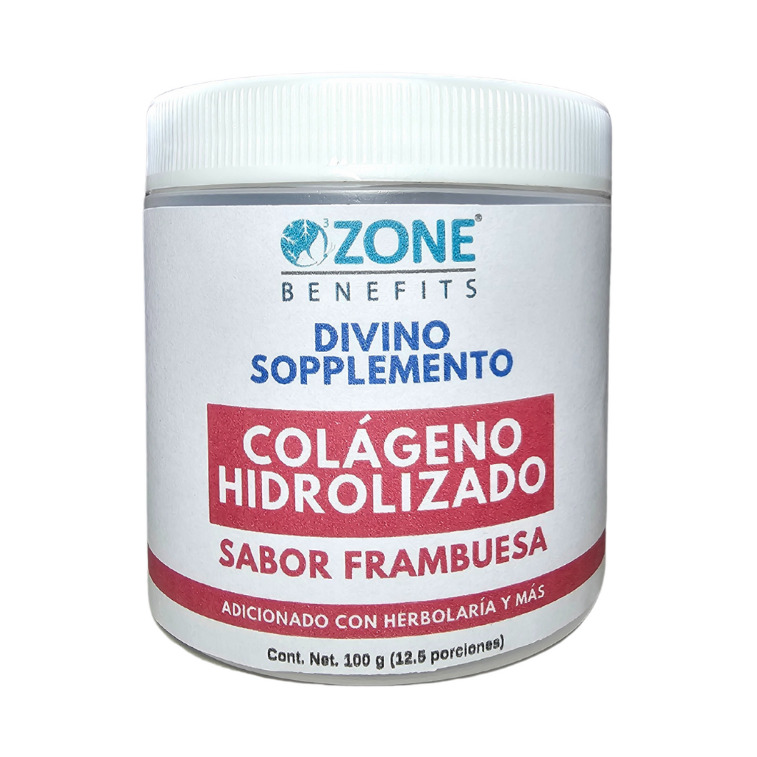 DIVINO SOPPLEMENTO - Colágeno hidrolizado con herbaolaria sabor Frambuesa - 100 g